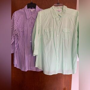 Croft & Barrow Gingham Checked 3/4 Sleeve Buttoned Down Shirt (2)